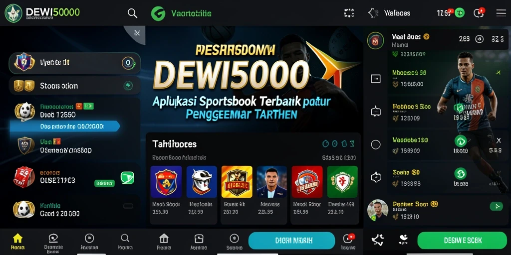 Screenshot utama DEWI5000 menampilkan fitur taruhan olahraga yang menarik.