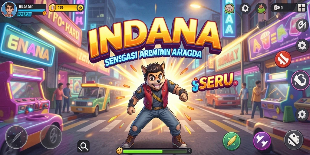 Tangkapan layar gameplay INDAAA yang menampilkan aksi seru dalam permainan Arcade.