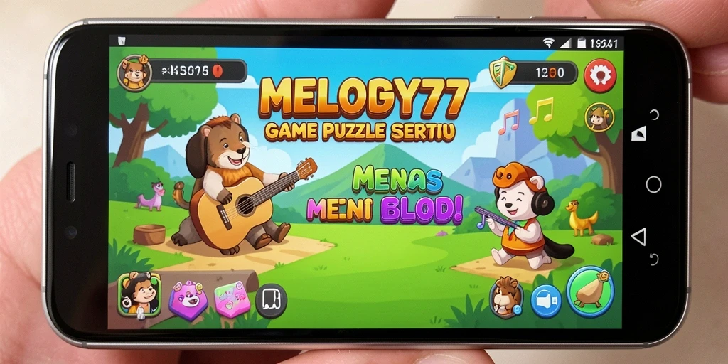 Tampilan gameplay MELODY77 saat menyusun potongan melodi.
