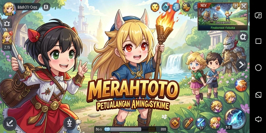 Tampilan gameplay megah dengan karakter anime yang menakjubkan.