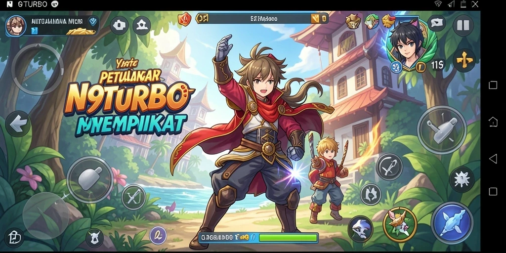 Tangkapan layar N9TURBO menampilkan aksi seru dalam gameplay Anime.