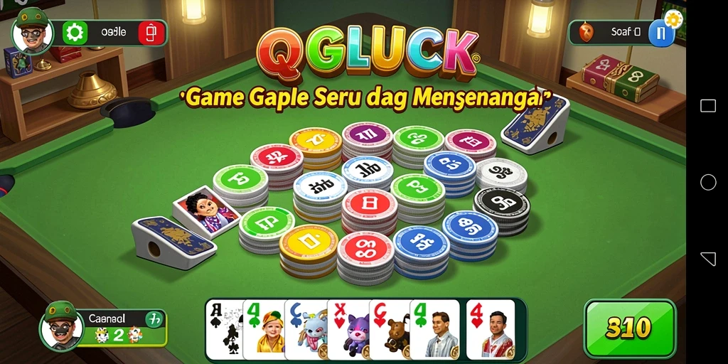 Tampilan gameplay Gaple QGLUCK yang menarik dan seru.