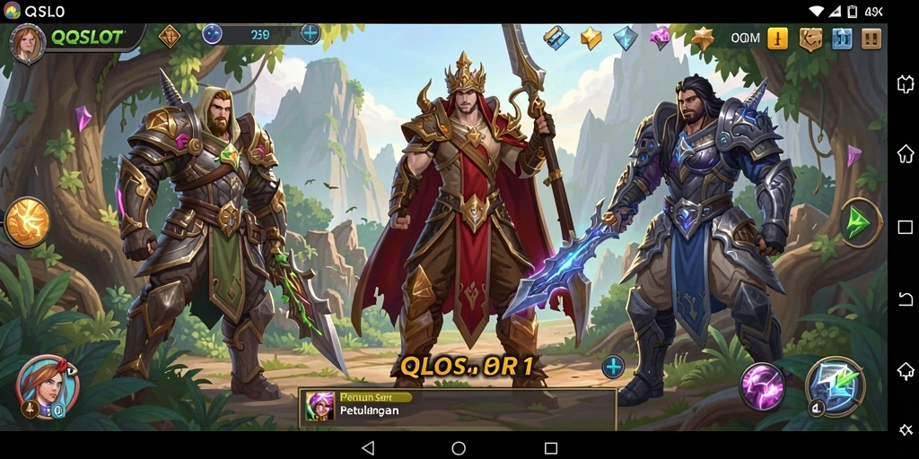 Tampilan gameplay seru di dalam QQSLOT dengan pertarungan yang mendebarkan.
