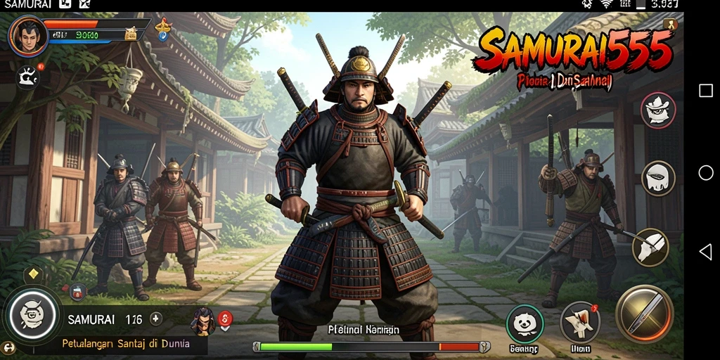 Tangkapan layar gameplay SAMURAI555 menampilkan aksi samurai yang menarik.