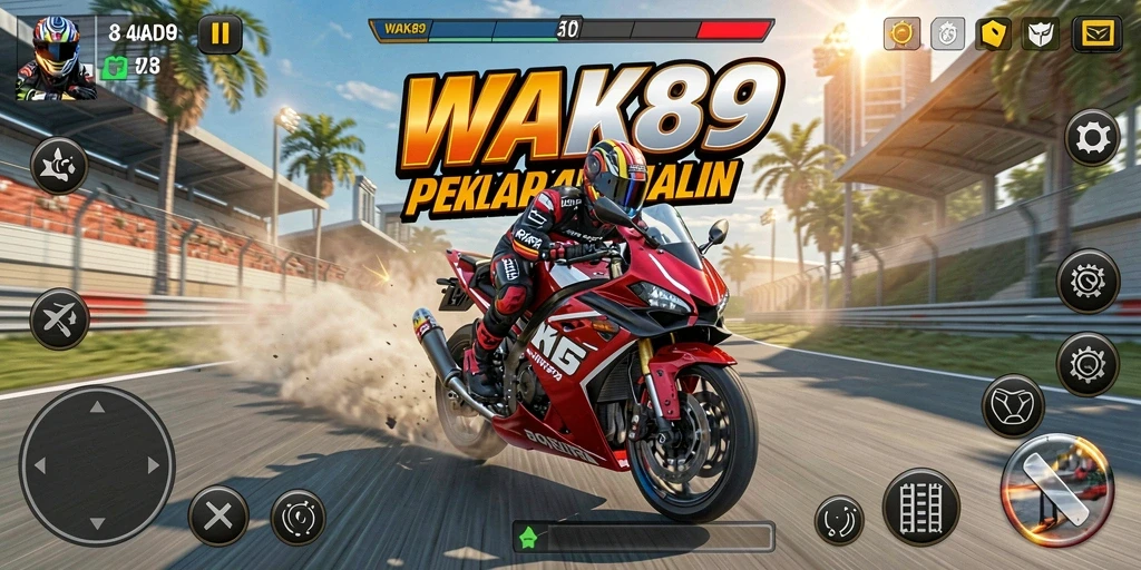 Tampilan gameplay seru dari balapan motor di WAK89.
